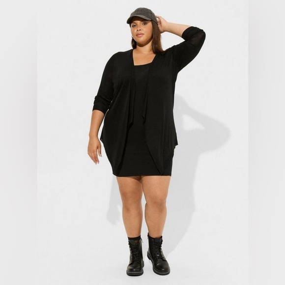 Like New! Torrid Tissue Weight Cardigan, Size 0 (L/12), Black - Picture 3 of 8